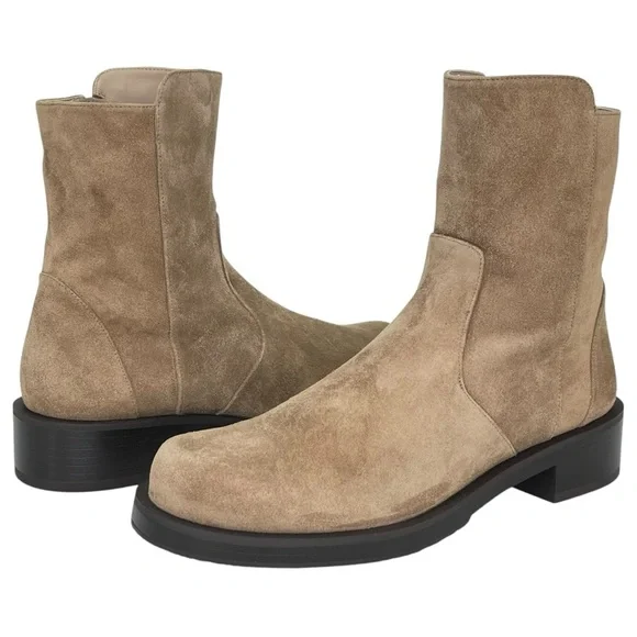 Stuart Weitzman 5050 Bold Zip Khaki Leather Womens Ankle Boots Size 9M - Picture 14 of 14